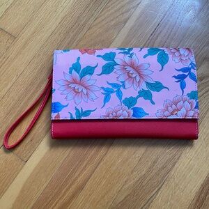 Floral Pink and Red Clutch Wristlet Travel Bag - oraganiser!